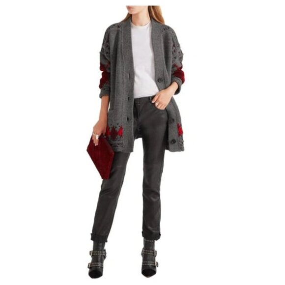 ISABEL MARANT Geena Oversized Argyle WoolAlpaca Blend Cardigan - Picture 3 of 11